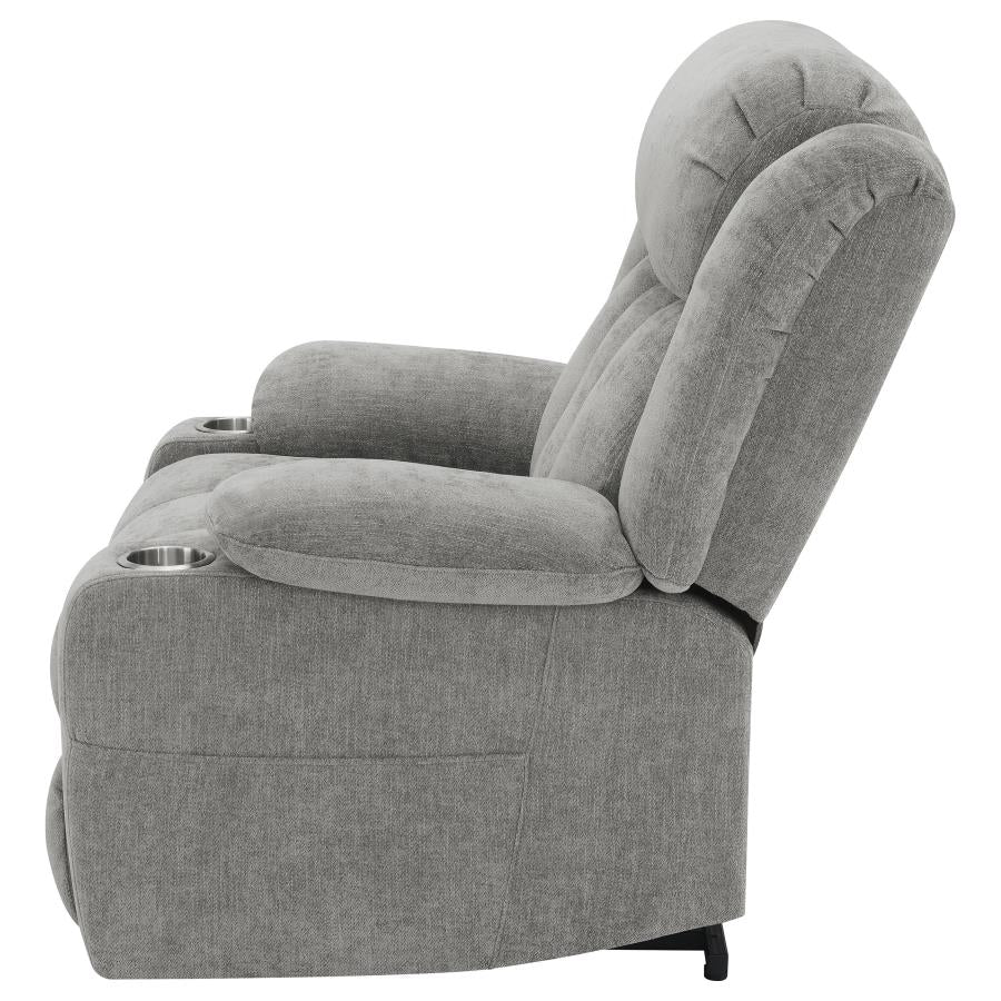 Houston Upholstered Power Lift Recliner Grey - Home & Sleep Outlet
