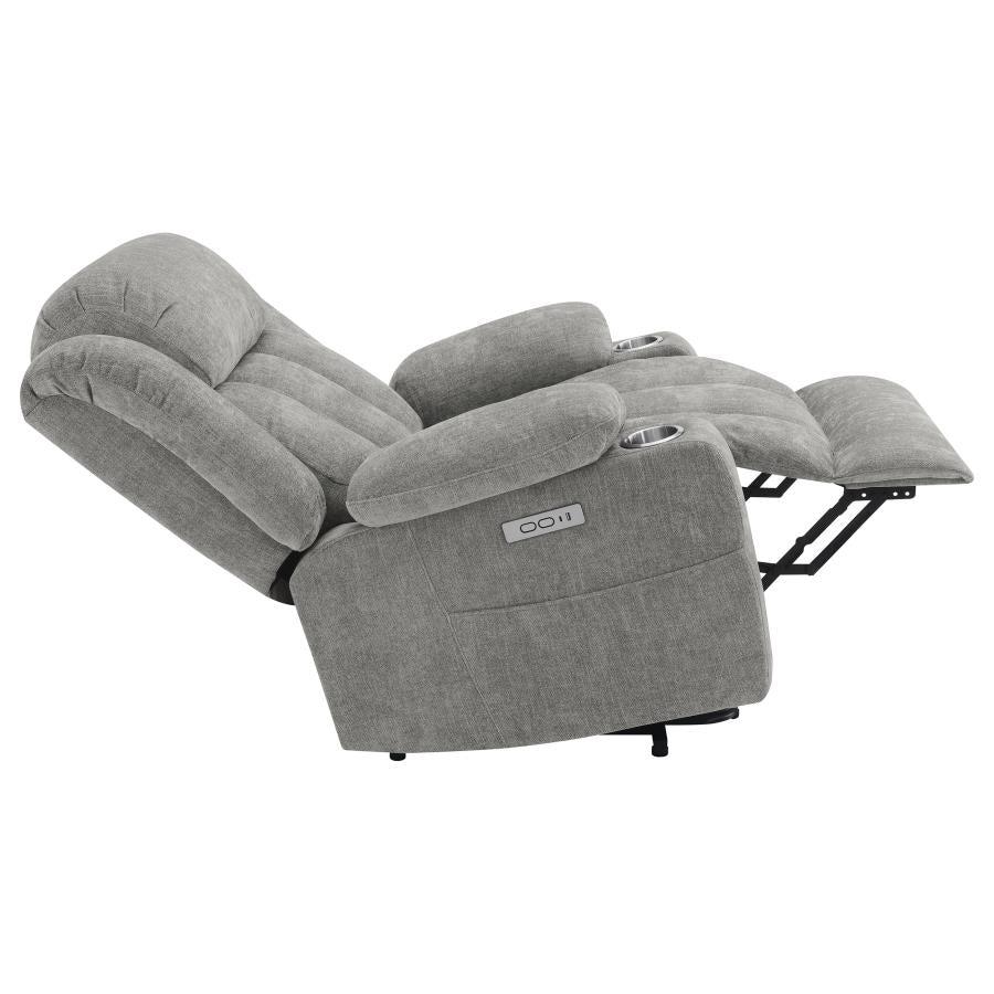 Houston Upholstered Power Lift Recliner Grey - Home & Sleep Outlet