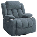 Houston Upholstered Power Lift Recliner Slate Blue - Home & Sleep Outlet