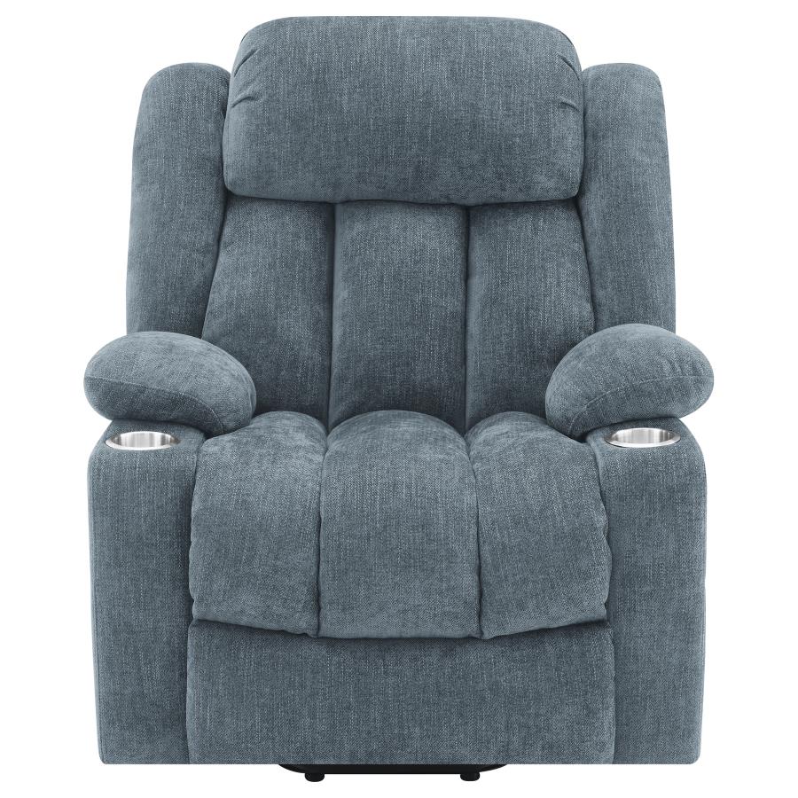 Houston Upholstered Power Lift Recliner Slate Blue - Home & Sleep Outlet