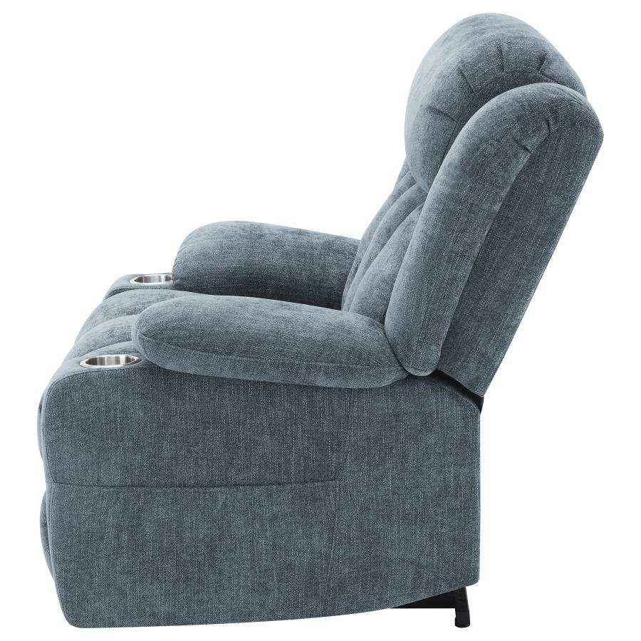 Houston Upholstered Power Lift Recliner Slate Blue - Home & Sleep Outlet