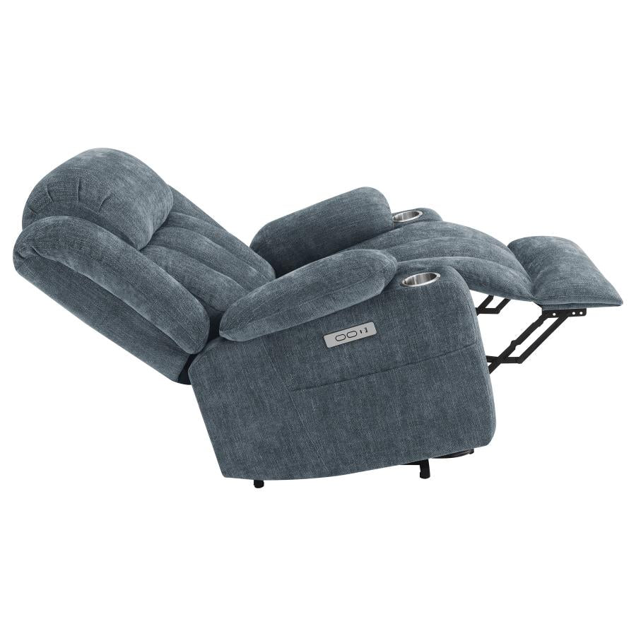 Houston Upholstered Power Lift Recliner Slate Blue - Home & Sleep Outlet