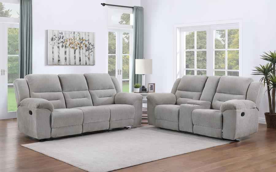 Gilson 2-piece Chenille Upholstered Reclining Sofa Set Grey - Home & Sleep Outlet