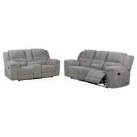 Gilson 2-piece Chenille Upholstered Reclining Sofa Set Grey - Home & Sleep Outlet