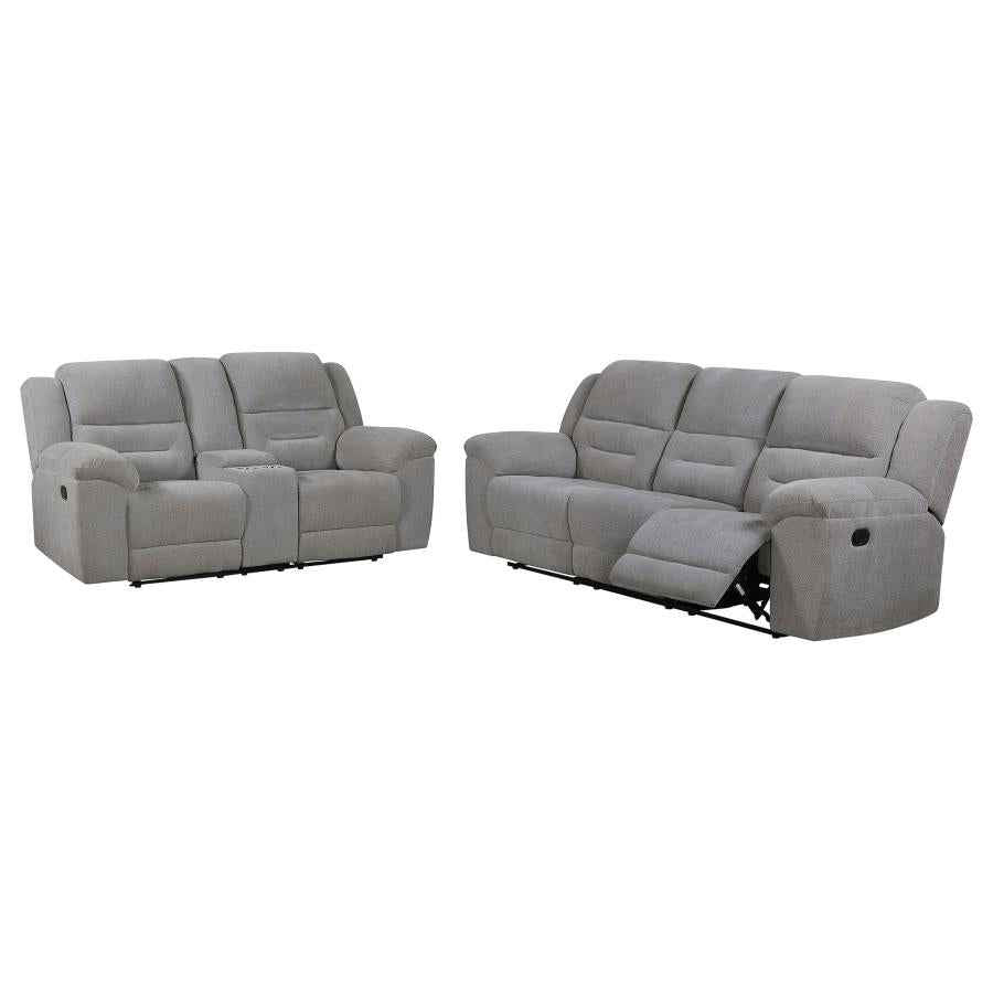 Gilson 2-piece Chenille Upholstered Reclining Sofa Set Grey - Home & Sleep Outlet