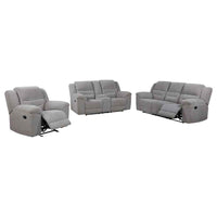Gilson 3-piece Chenille Upholstered Reclining Sofa Set Grey - Home & Sleep Outlet