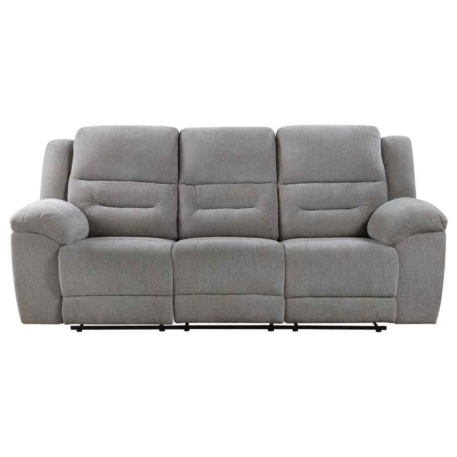 Gilson Chenille Upholstered Reclining Sofa Grey - Home & Sleep Outlet