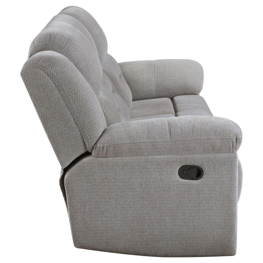 Gilson Chenille Upholstered Reclining Sofa Grey - Home & Sleep Outlet