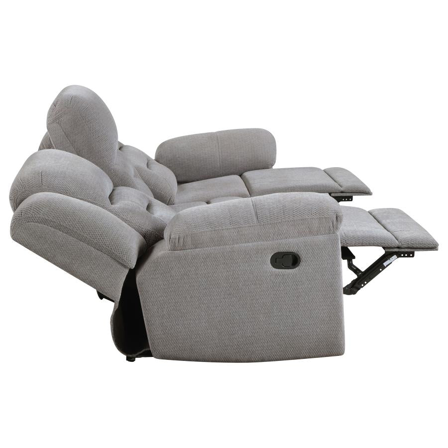 Gilson Chenille Upholstered Reclining Sofa Grey - Home & Sleep Outlet