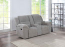 Gilson Chenille Upholstered Reclining Loveseat Grey - Home & Sleep Outlet