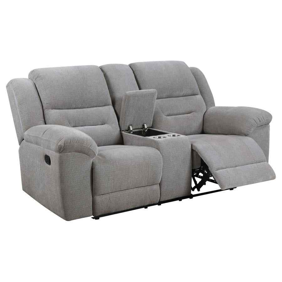 Gilson Chenille Upholstered Reclining Loveseat Grey - Home & Sleep Outlet