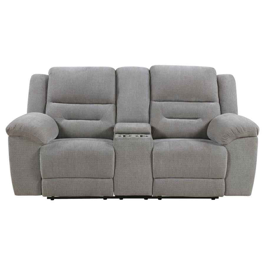 Gilson Chenille Upholstered Reclining Loveseat Grey - Home & Sleep Outlet