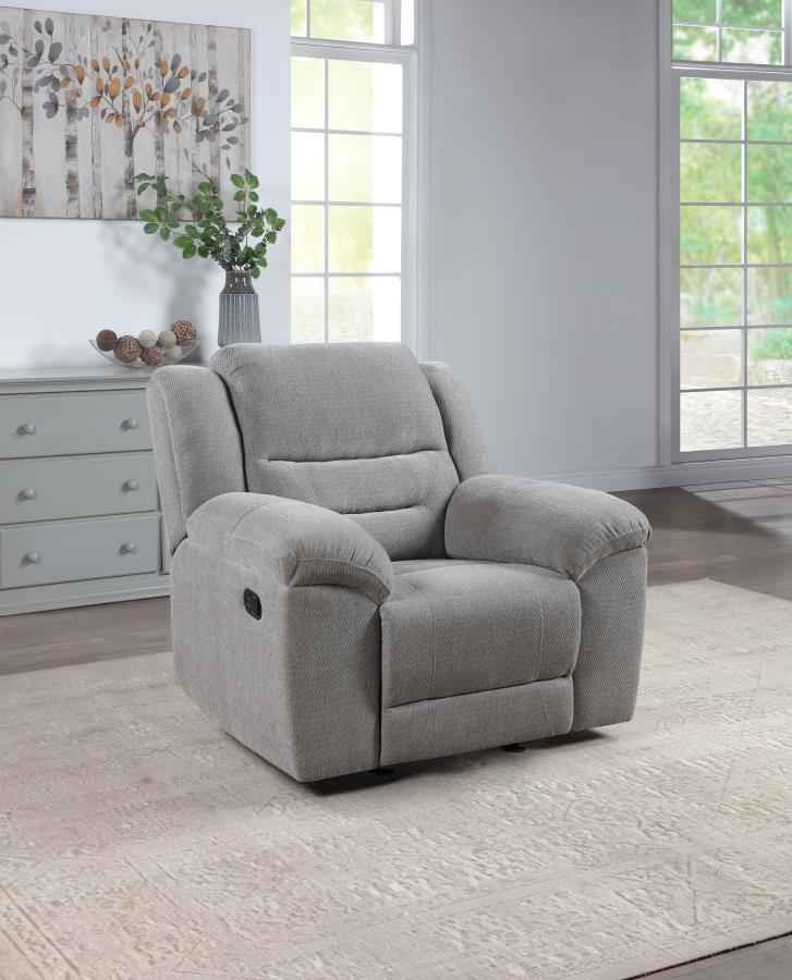 Gilson Chenille Upholstered Glider Recliner Chair Grey - Home & Sleep Outlet