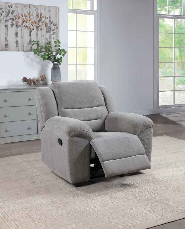 Gilson Chenille Upholstered Glider Recliner Chair Grey - Home & Sleep Outlet