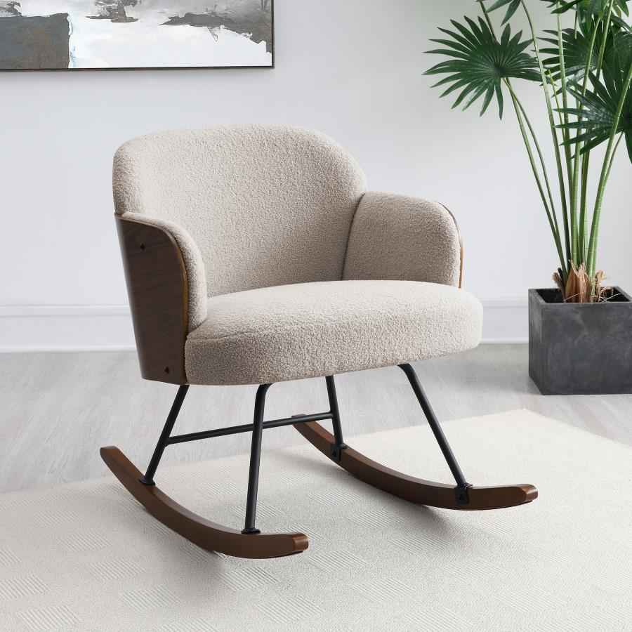 Paige Boucle Upholstered Mid Back Rocking Chair Beige - Home & Sleep Outlet