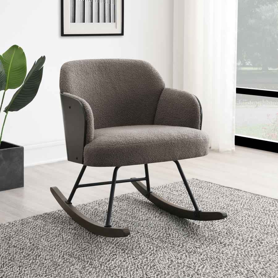 Paige Boucle Upholstered Mid Back Rocking Chair Taupe - Home & Sleep Outlet