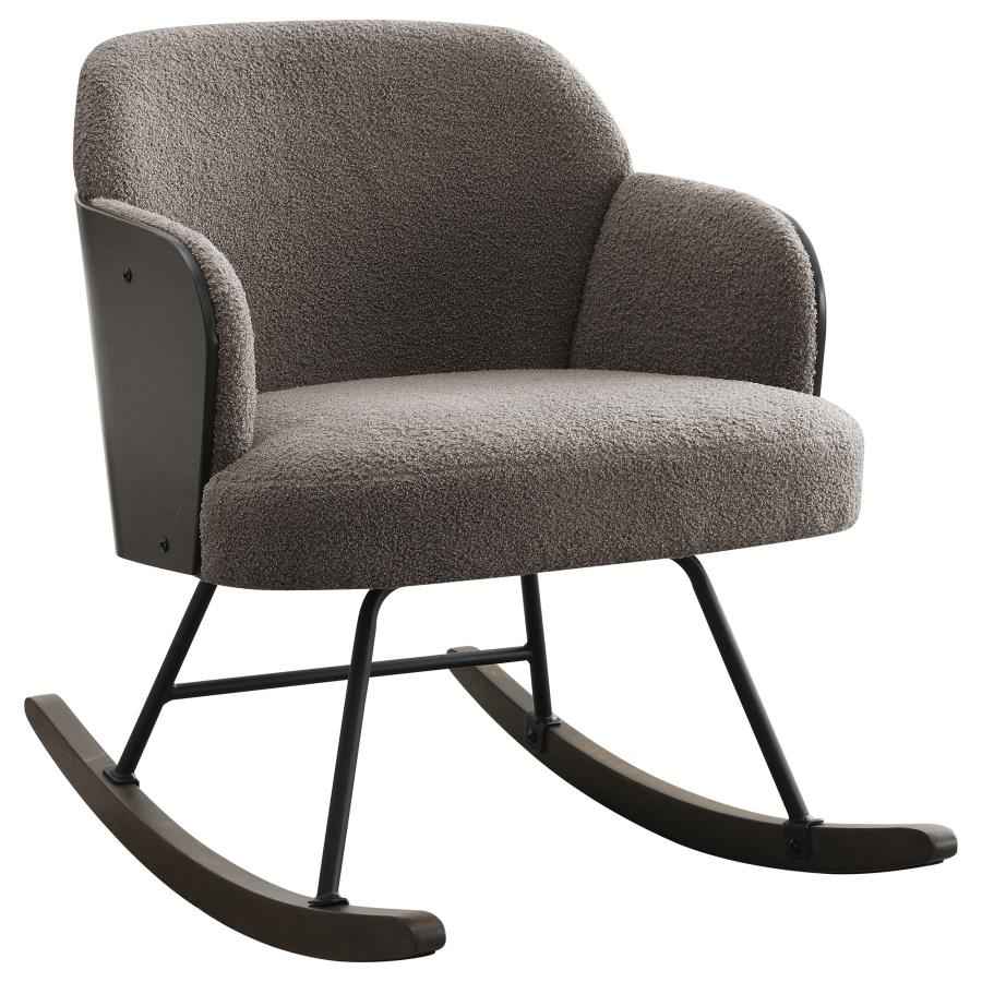 Paige Boucle Upholstered Mid Back Rocking Chair Taupe - Home & Sleep Outlet