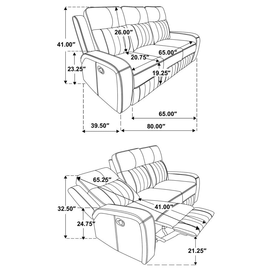 Raelynn 3-piece Upholstered Reclining Sofa Set Grey - Home & Sleep Outlet