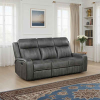 Raelynn Upholstered Track Arm Motion Sofa Grey - Home & Sleep Outlet