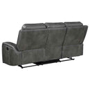 Raelynn Upholstered Track Arm Motion Sofa Grey - Home & Sleep Outlet