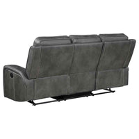 Raelynn Upholstered Track Arm Motion Sofa Grey - Home & Sleep Outlet