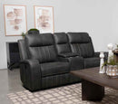 Raelynn Upholstered Track Arm Motion Loveseat Grey - Home & Sleep Outlet
