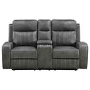 Raelynn Upholstered Track Arm Motion Loveseat Grey - Home & Sleep Outlet