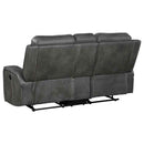 Raelynn Upholstered Track Arm Motion Loveseat Grey - Home & Sleep Outlet