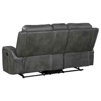 Raelynn Upholstered Track Arm Motion Loveseat Grey - Home & Sleep Outlet