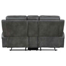 Raelynn Upholstered Track Arm Motion Loveseat Grey - Home & Sleep Outlet