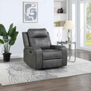 Raelynn Upholstered Track Arm Recliner Grey - Home & Sleep Outlet