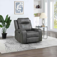 Raelynn Upholstered Track Arm Recliner Grey - Home & Sleep Outlet