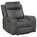 Raelynn Upholstered Track Arm Recliner Grey - Home & Sleep Outlet