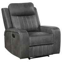 Raelynn Upholstered Track Arm Recliner Grey - Home & Sleep Outlet