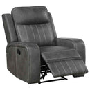 Raelynn Upholstered Track Arm Recliner Grey - Home & Sleep Outlet