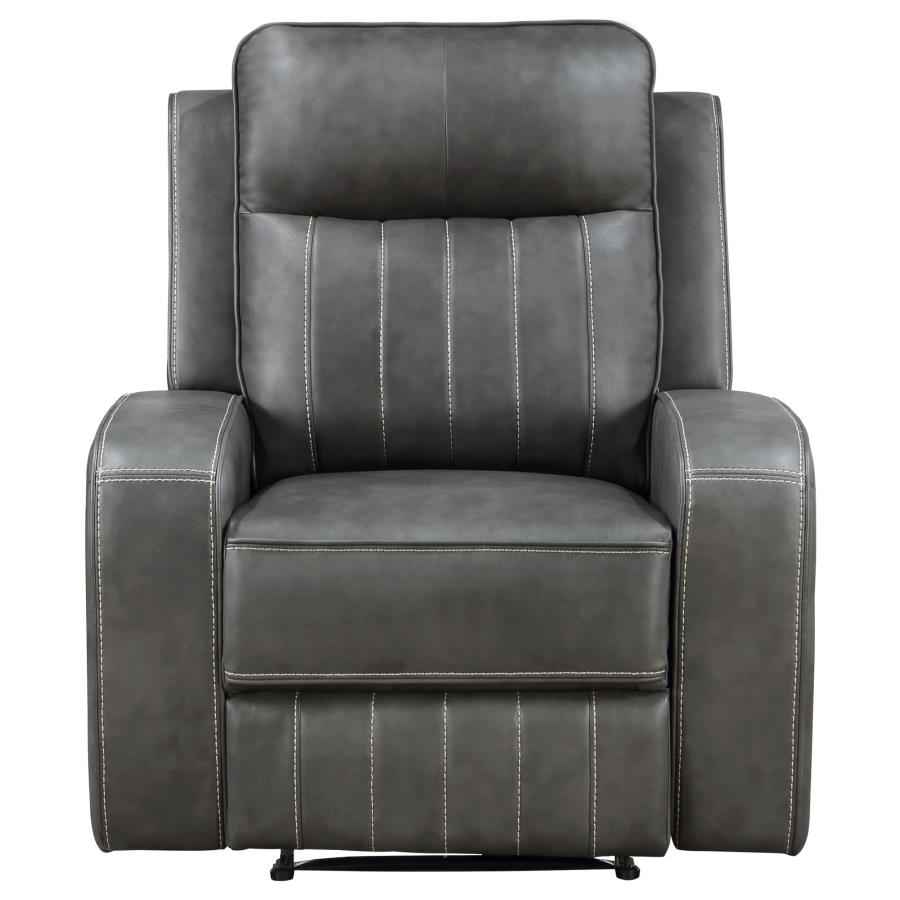 Raelynn Upholstered Track Arm Recliner Grey - Home & Sleep Outlet