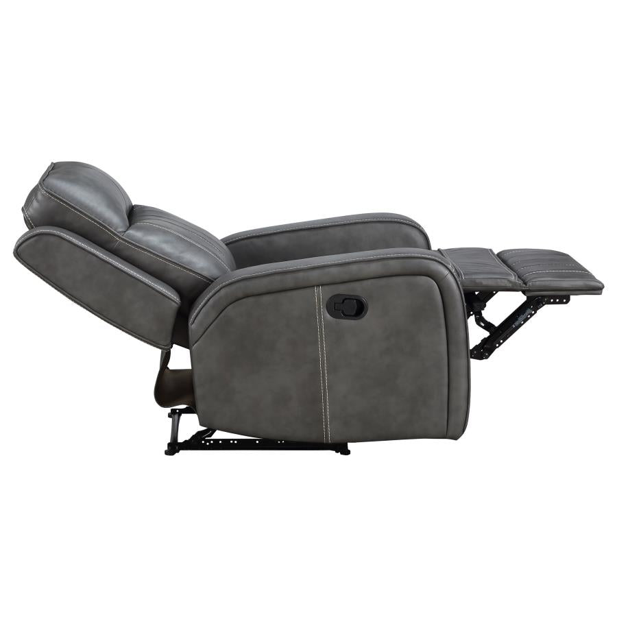 Raelynn Upholstered Track Arm Recliner Grey - Home & Sleep Outlet