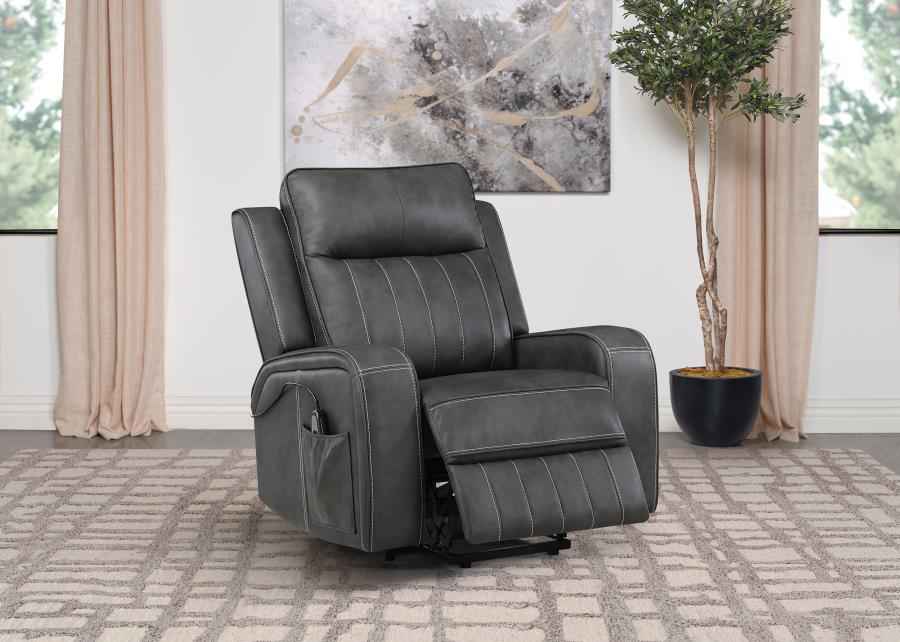 Raelynn Upholstered Power Lift Recliner Chair Grey - Home & Sleep Outlet