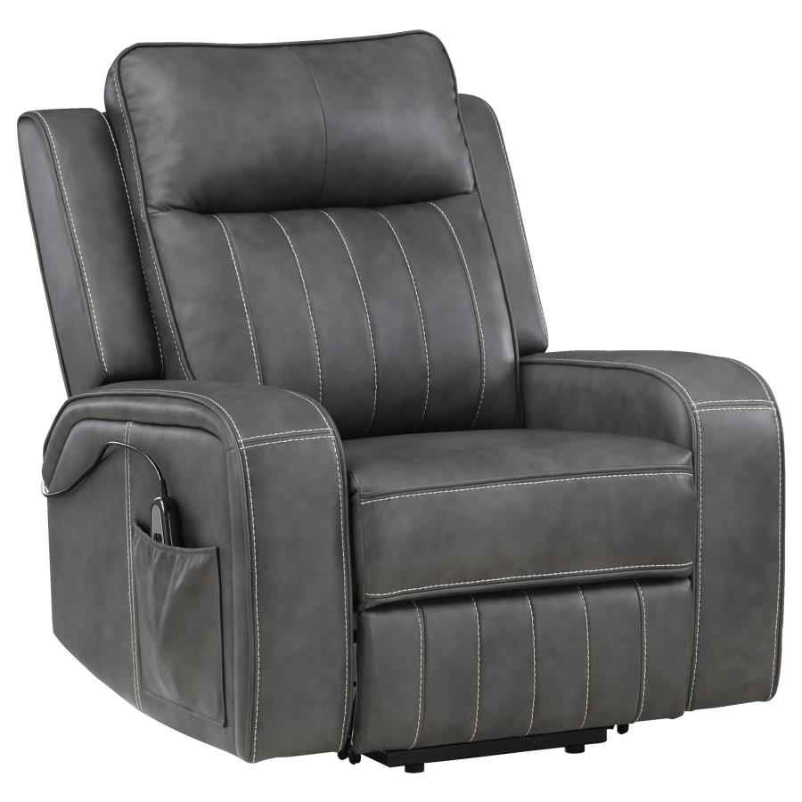 Raelynn Upholstered Power Lift Recliner Chair Grey - Home & Sleep Outlet