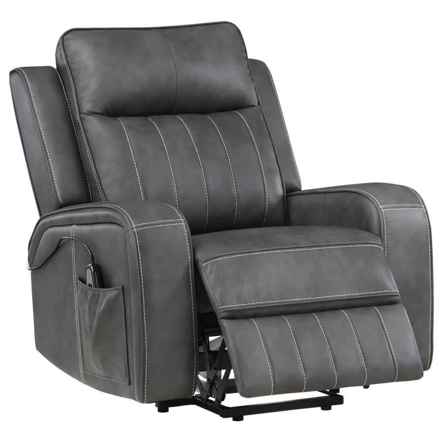 Raelynn Upholstered Power Lift Recliner Chair Grey - Home & Sleep Outlet