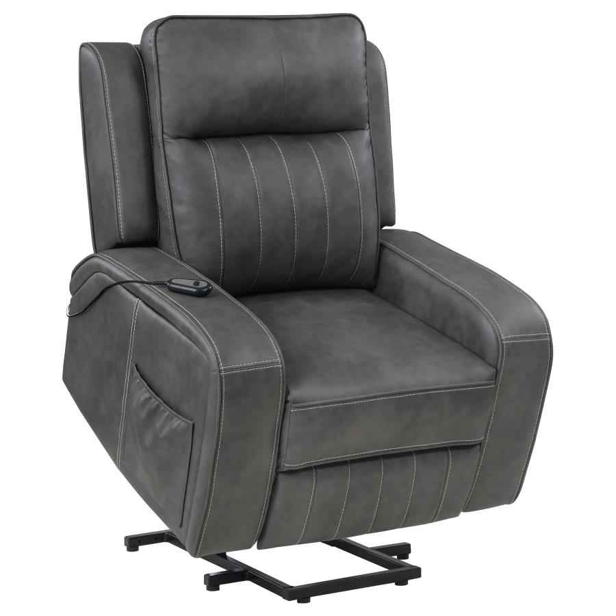 Raelynn Upholstered Power Lift Recliner Chair Grey - Home & Sleep Outlet