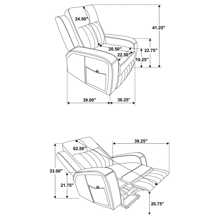 Raelynn Upholstered Power Lift Recliner Chair Grey - Home & Sleep Outlet
