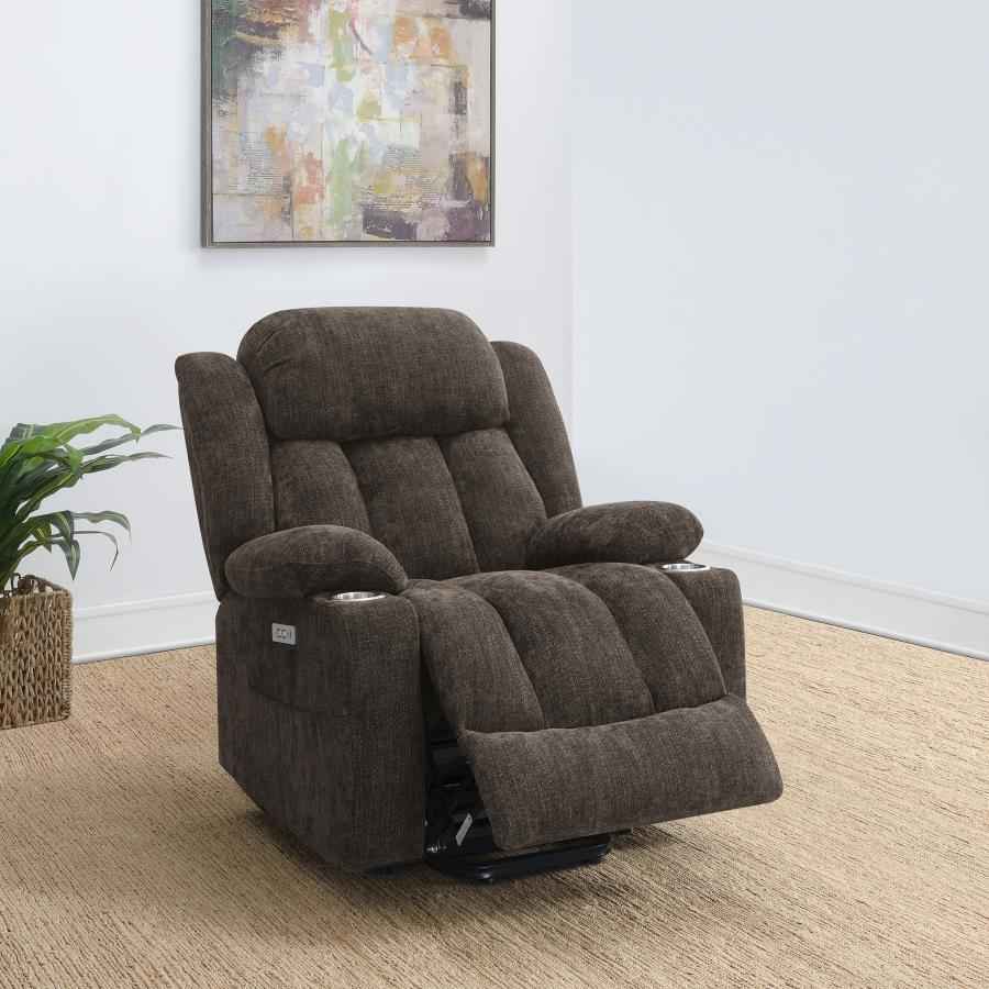 Houston Upholstered Power Lift Recliner Chair Dark Brown - Home & Sleep Outlet