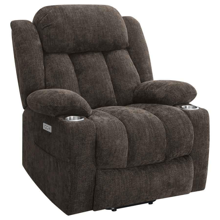 Houston Upholstered Power Lift Recliner Chair Dark Brown - Home & Sleep Outlet