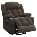 Houston Upholstered Power Lift Recliner Chair Dark Brown - Home & Sleep Outlet