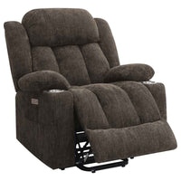 Houston Upholstered Power Lift Recliner Chair Dark Brown - Home & Sleep Outlet