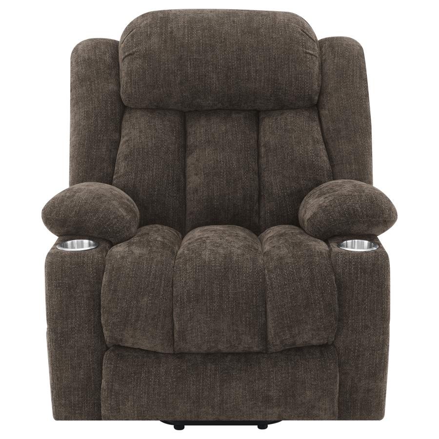 Houston Upholstered Power Lift Recliner Chair Dark Brown - Home & Sleep Outlet