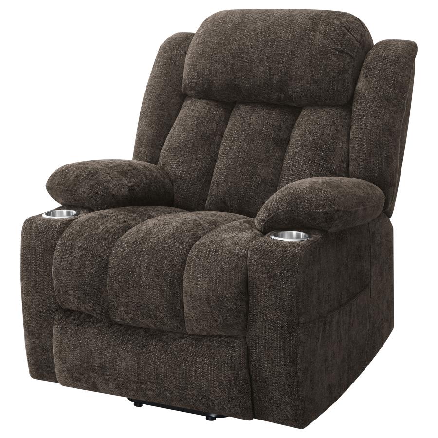 Houston Upholstered Power Lift Recliner Chair Dark Brown - Home & Sleep Outlet