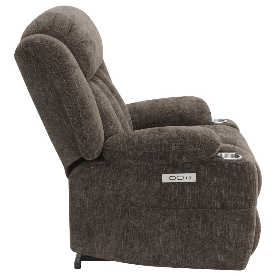 Houston Upholstered Power Lift Recliner Chair Dark Brown - Home & Sleep Outlet