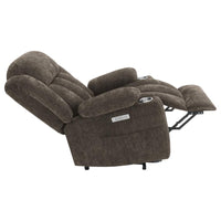 Houston Upholstered Power Lift Recliner Chair Dark Brown - Home & Sleep Outlet